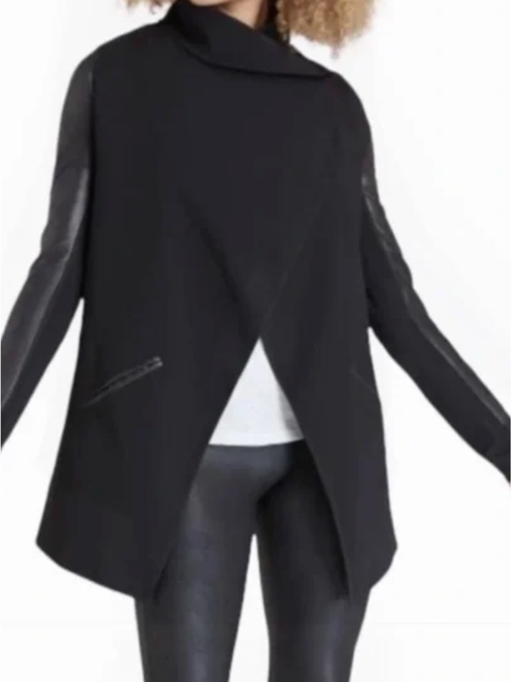 Spanx faux leather drape front style jacket - Picture 4 of 9